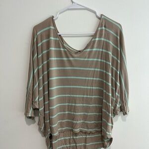 Express Brown and Mint Striped Top